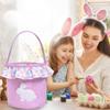 Reusable Fabric Easters Bucket Rabbit Print Decorative Bin Eggs Hunt Organizers Basket For Treats Storage Holiday Gifts