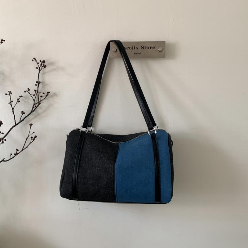 Women s 2026 Patchwork Color Block Denim Crossbody Bag