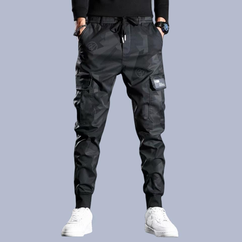 Spring and Autumn Men's Overalls Casual Pants Men's Slim Korean Elastic Waist  Drawstring Trousers