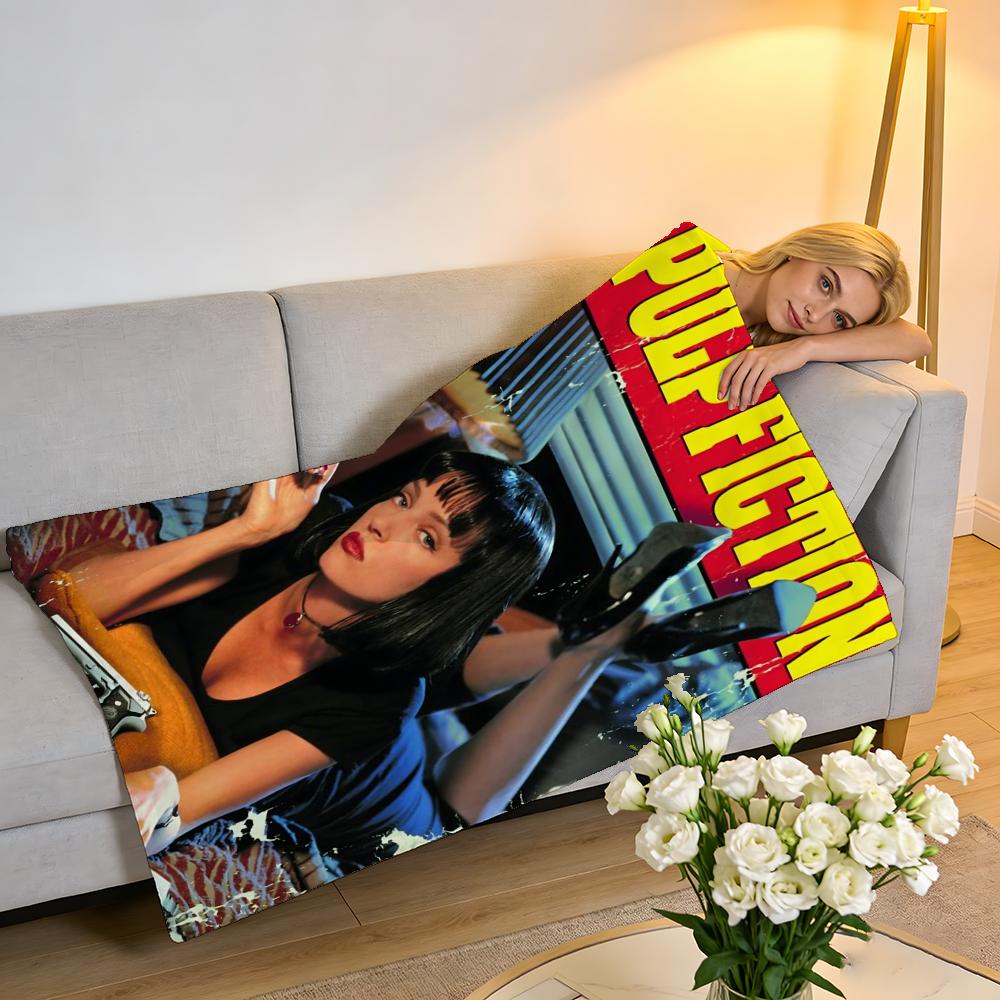 Throw High-Density Short Plush Blanket For Sofa Nap Air-Conditioned Room Soft Skin-Friendly Pulp Fiction Movie Anime