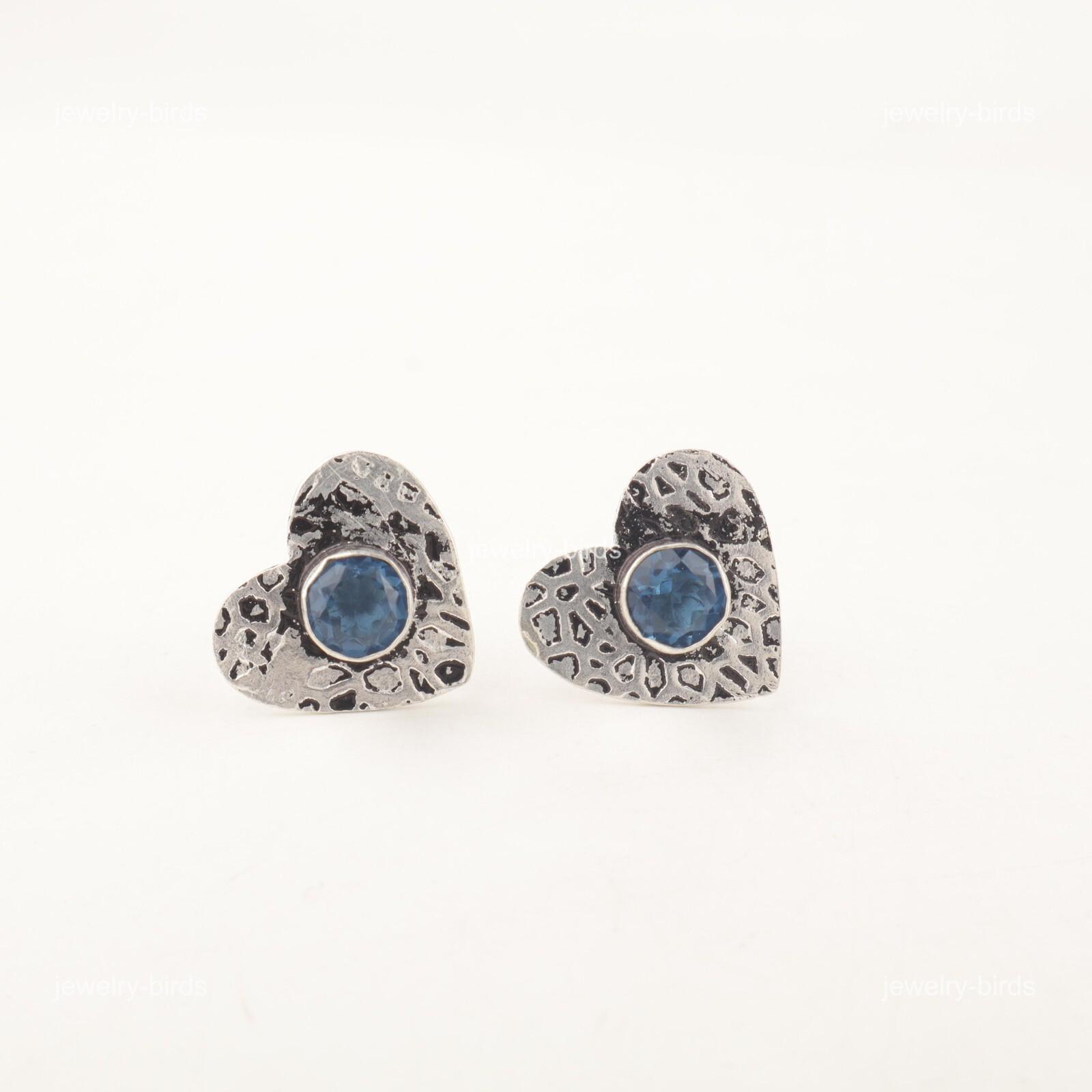 

London Blue Topaz Stone 925 Silver Butterfly Stud Daughter Gift Earrings Jewelry EE-143-9