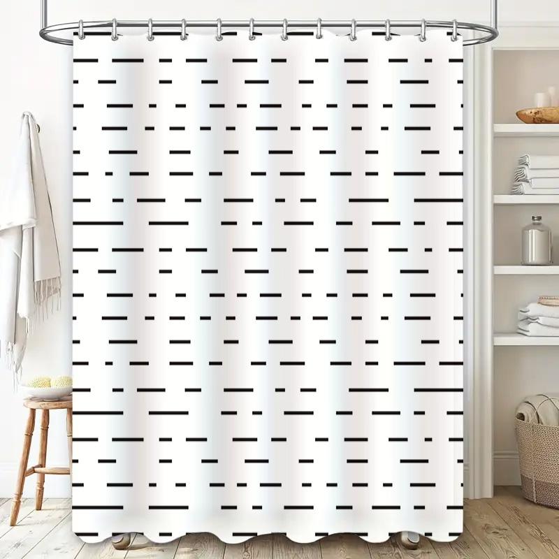 

Nordic Minisse Modern Linear Shower Curtain-Scandinavian Black Line Art Pattern Bathroom Shower Curtain Home Decor W60H190(CM)-1 Pcs