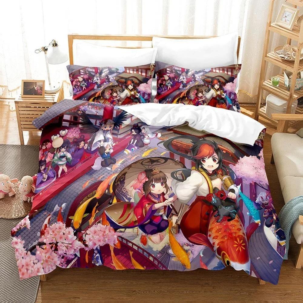 3D Printing Game Kawaii Girls Onmyoji Bedding Set Single Twin Full Queen King Size Bed Set Adult Kid Bedroom Duvet Cover Sets