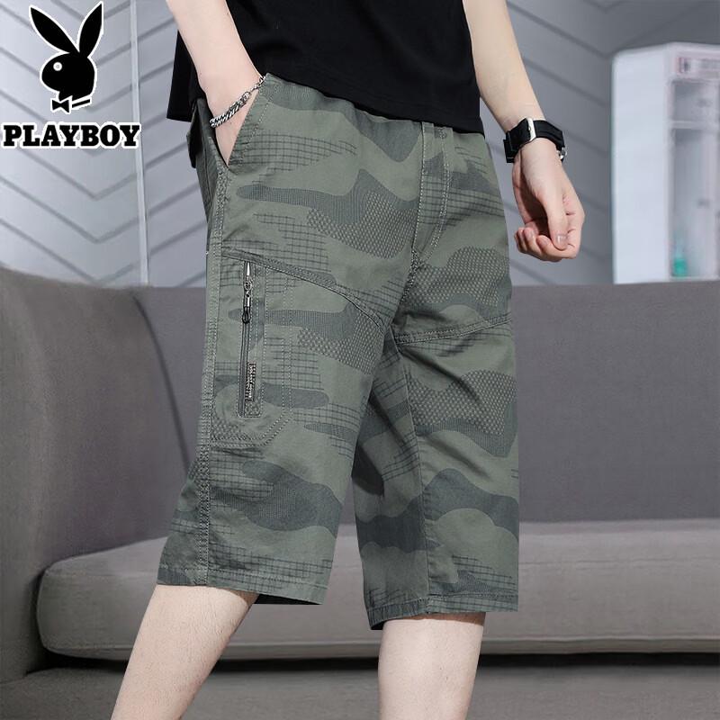 Playboy Men s Summer Thin Cotton Workwear Capri Shorts 2XL