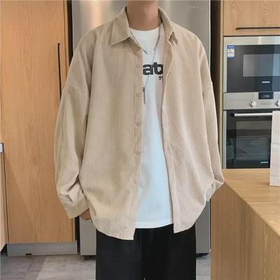 Men's Trendy Corduroy Long-Sleeve Casual Shirt Jacket - Versatile Spring/Autumn Korean Style