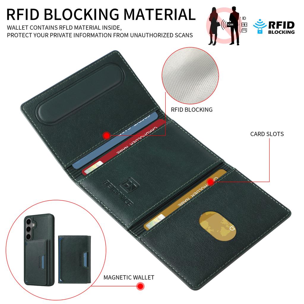 For Samsung Galaxy S24+ Magnetic Case BETOPNICE Leather Phone Cover Kickstand with Detachable Card Bag
