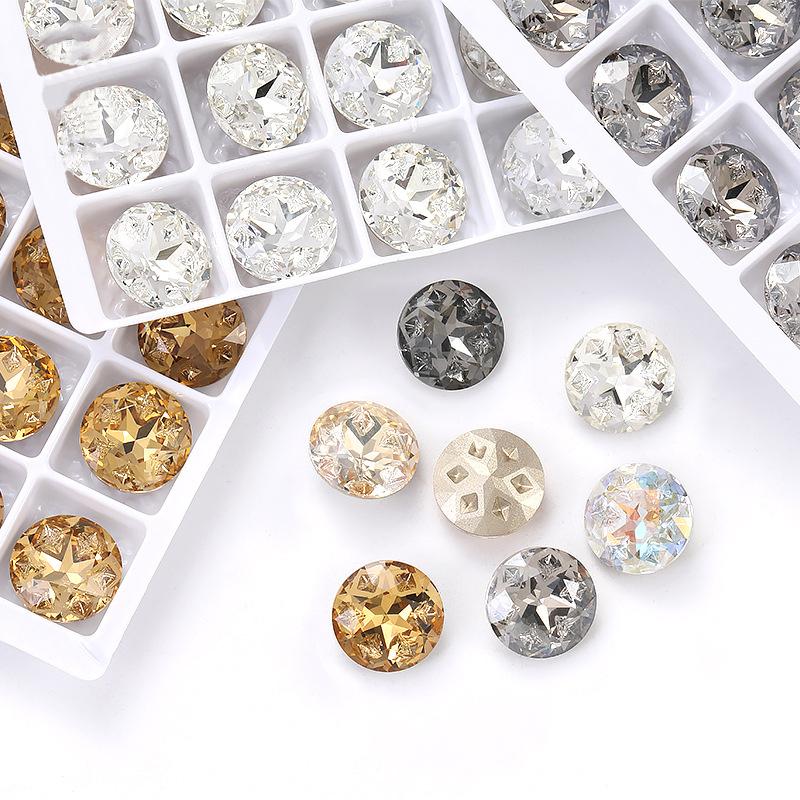 Lan Guang Round Shape K9 Glass Rhinestones Bulk Pointback Crystal Rhinestones for Garment Nail Decoration
