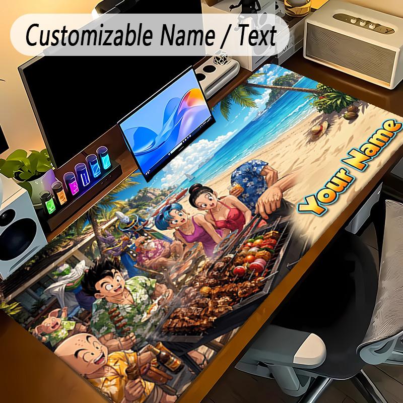 Large Mouse PadDragon Ball Custom Name Text Personalized Desk Mat Non Slip Gaming Pad