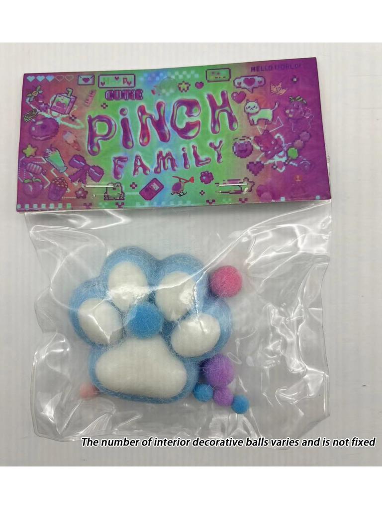 TPR Cat's Paw with Fur Stress Relief Squishy Toy Fidget Toy Mini Kawaii Plush Cat Paw Silicone Small Cat Paw Cute Pink Cat Foot