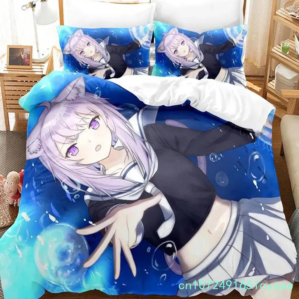 Hololive Nekomata Okayu Bedding Set Single Twin Full Queen King Size Aldult Bedroom Duvetcover 3D Anime Boys Cover Bed Set