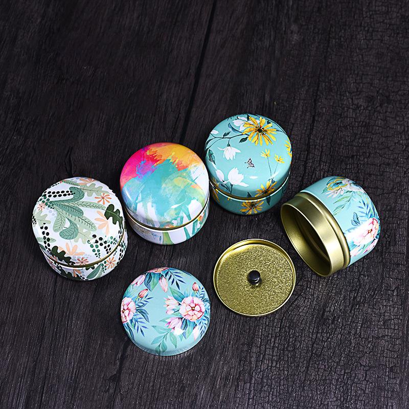 Tea Caddy Tea Box Containers Candle Cans Coffee Candy Snacks Sealed Iron Jars Floral Pattern Small Portable Storage Boxes