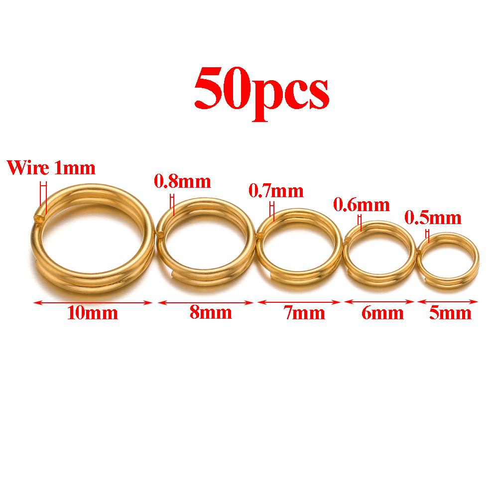 50-100pcs Stainless Steel 5-10mm Open Jump Rings Double Loops Gold Color Split Rings Connectors for DIY Jewelry Making Supplies