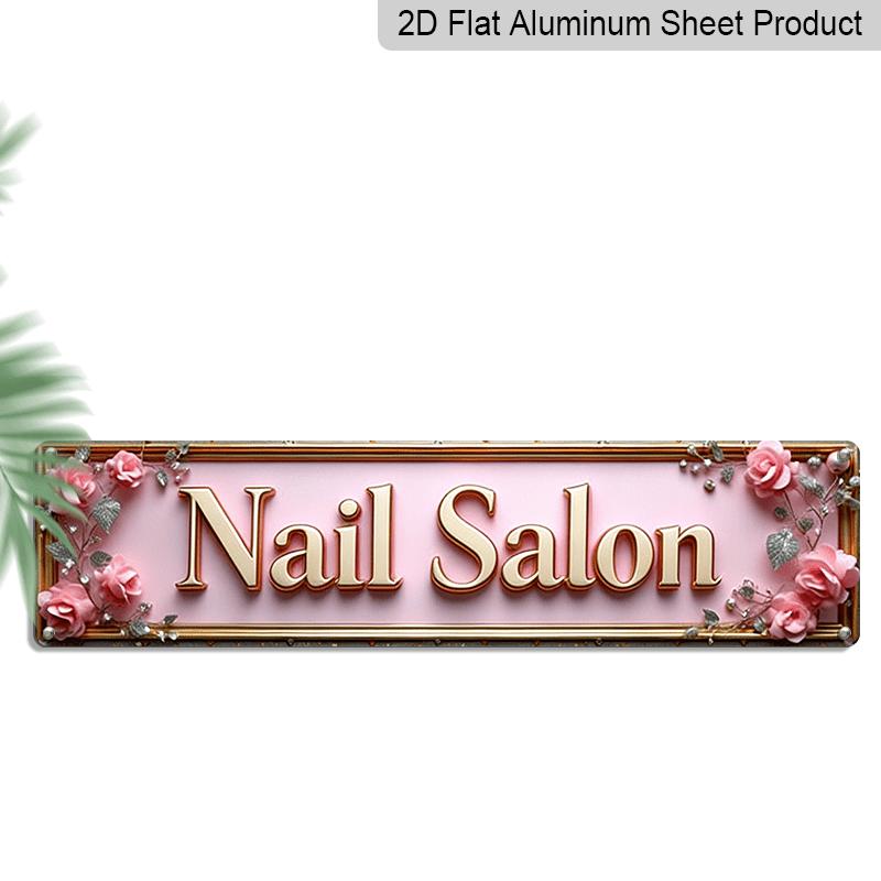 

Retro Style Decorative Aluminum Wall Sign, Size 10X40 Cm (3.9X15.7 Inches), The Theme Is “Nail Salon”.It Is Suitable for Various Scenes Such As 40cm x 10cm