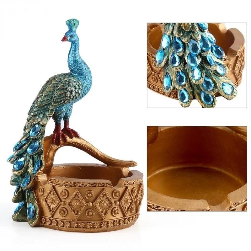 1 Pz Creativo Artigianale Design Modellazione Pavone Resina Posacenere Accessori Vaso per Piante Grasse Decorazione Casa Ufficio Artigianato