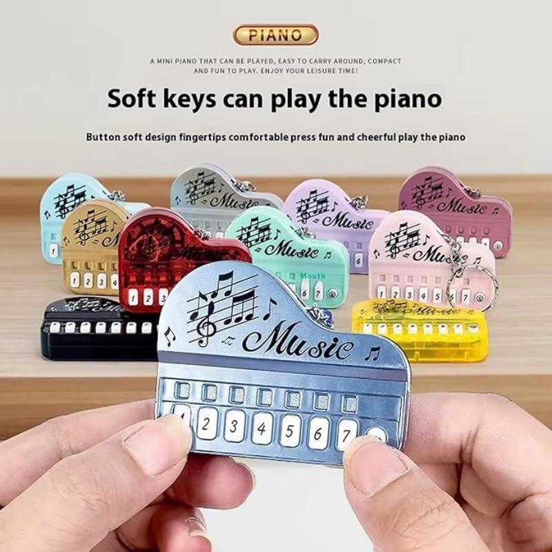 Mini Playable Piano Keychain Music Toy - Portable Electronic Organ Fidget Stress Relief Key Ring Bag Decoration Ornament Gift