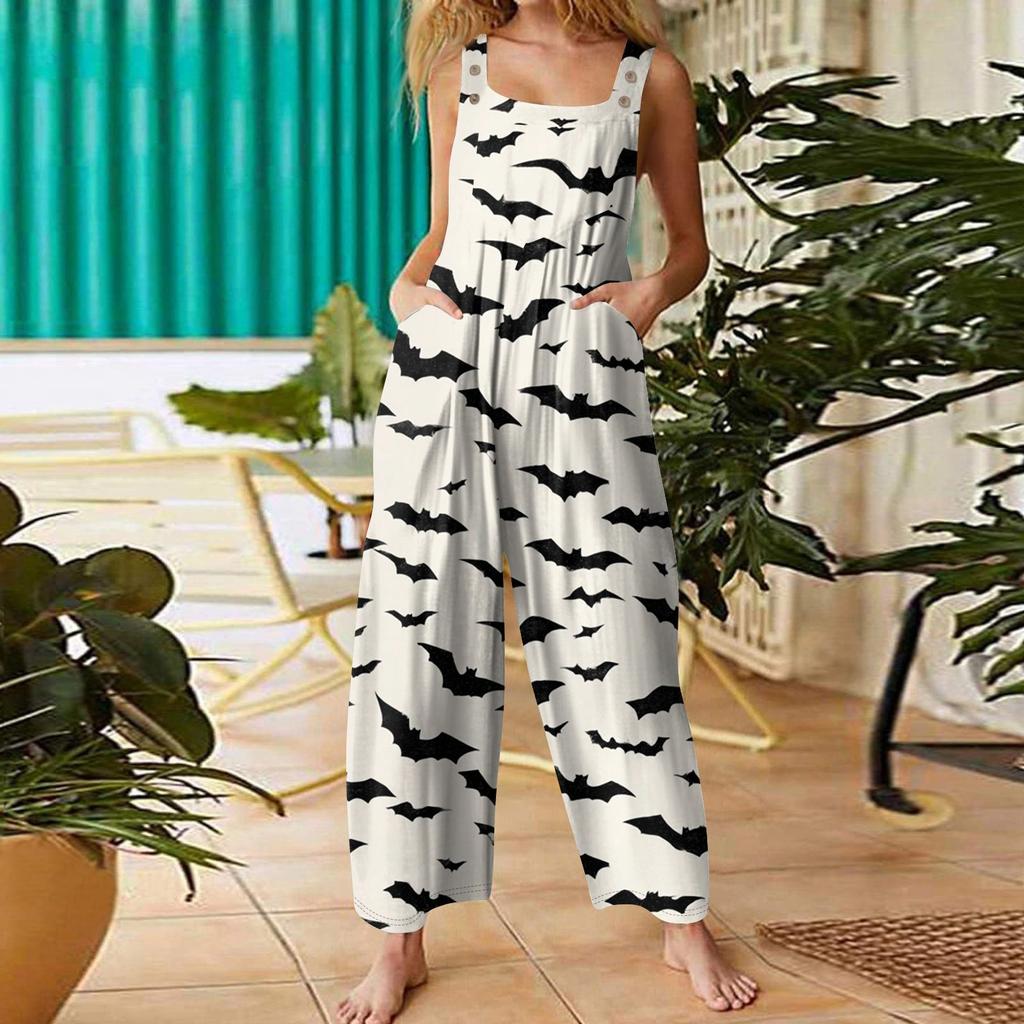 Moda pentru femei St. Salopetă casual largă retro cu bretele, imprimată pentru Ziua Sfântului Patrick