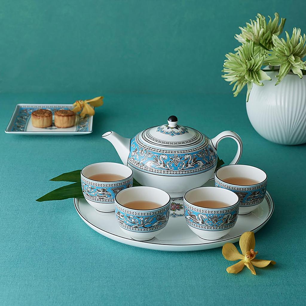 [Officially Imported] Wedgwood Florentine Turquoise Asian Tea Set, 6-Piece Set, Blue, Wedding Gift, 1069718