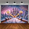 1Pcs Magical Castle Winter Wonderland Decoration Background Winter Backdrop For Photo Studio Photo Booth Party