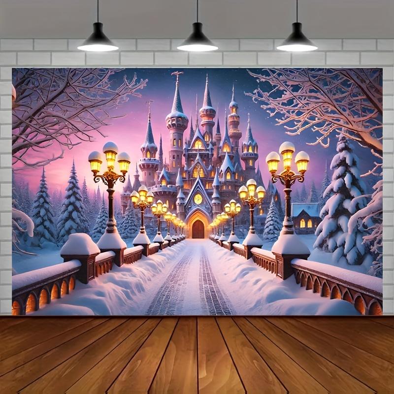 1Pcs Magical Castle Winter Wonderland Decoration Background Winter Backdrop For Photo Studio Photo Booth Party