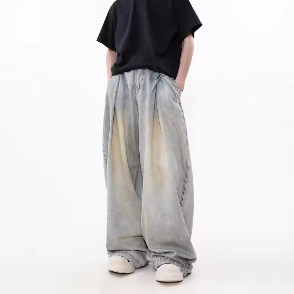 Old Retro Jeans Men's Autumn New Trendy Brand American High Street Ruffian Handsome Straight Loose Mopping Wide-leg Pants