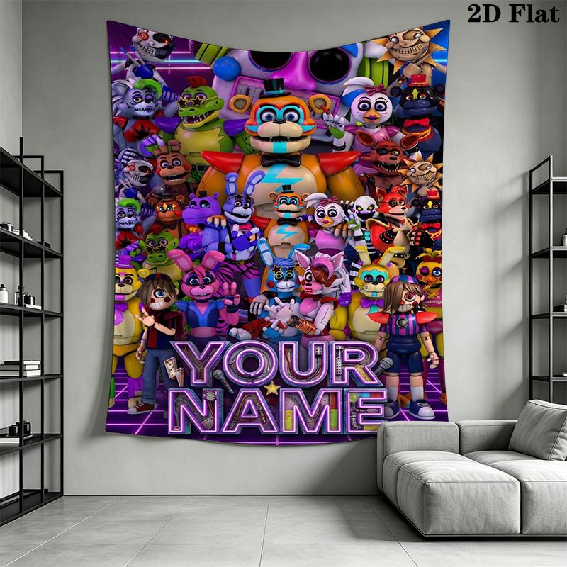 Name Custom Freddy Nights Wall Tapestry Aesthetic Wall Hanging Printed Fabric Blanket Decorative Tapestries for Bedroom Living Room Home Decor