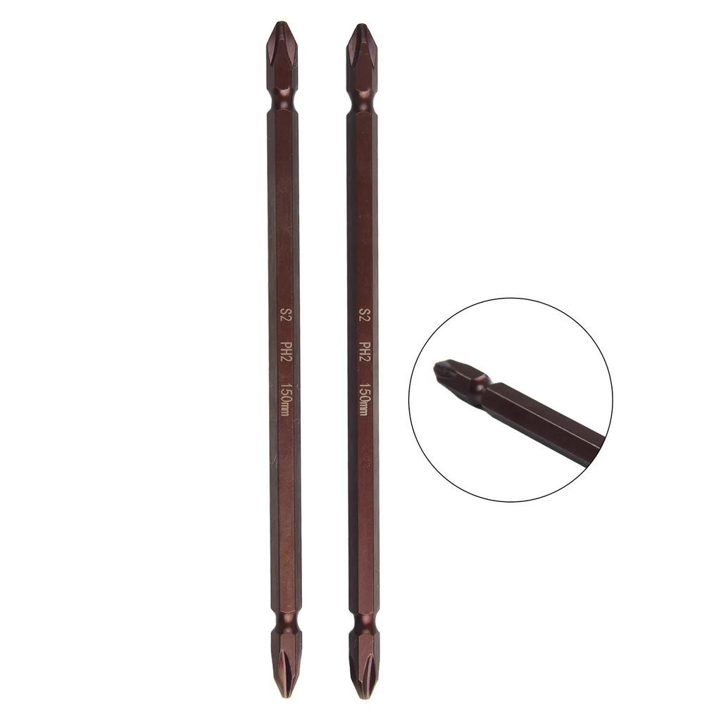 Hard Alloy Steel Magnetic Screwdriver Bit Set For Strength And Durability 2PCS 65mm 100mm 150mm PH2 Double Head