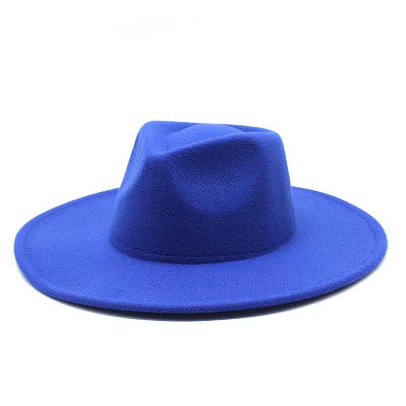 Wool Top Hat Casual Jazz Hat Tide Flat-Brimmed British Hat Ladies Big-Edged Retro Felt Hat