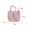 Women's Tote Bag Striped Canvas Casual Handbags For Women Simple Shopping Large Capacity Woman Shopper School Shoulder Bag AVE