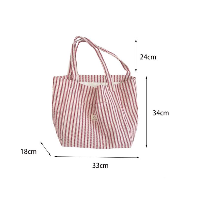 Women's Tote Bag Striped Canvas Casual Handbags For Women Simple Shopping Large Capacity Woman Shopper School Shoulder Bag AVE