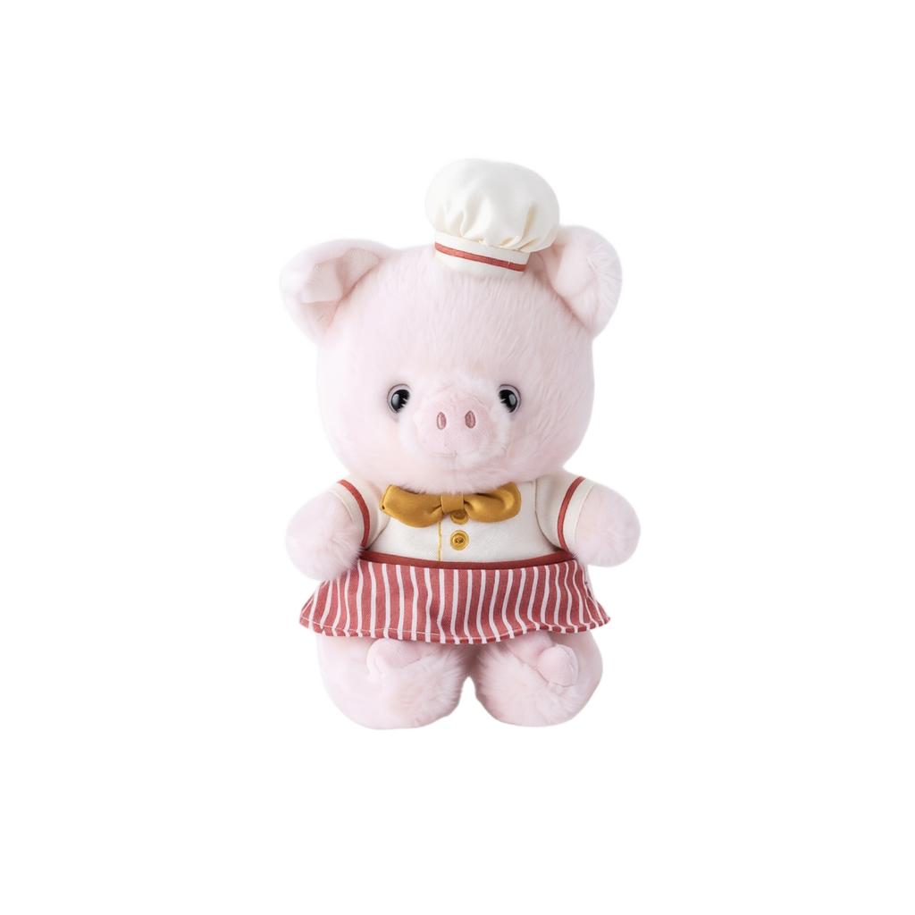 Plush Pig Doll Soft Stuffed Animal Toy with Chef Outfit Cartoon Design Cuddly Companion Pillow for Kids and Toddlers