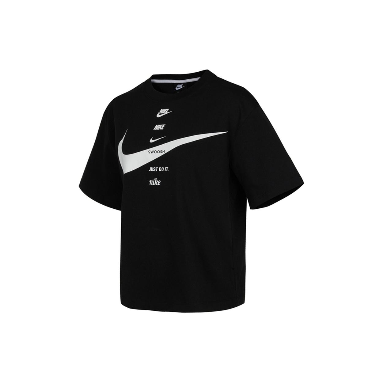 (WMNS) Nike Logo Printing Loose Round Neck Short Sleeve Black Women s DJ1128-010 S
