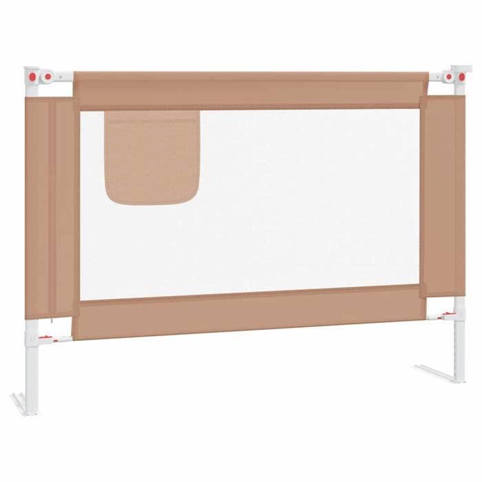 VidaXL Child Bed Safety Barrier Taupe 90x25 Cm Fabric