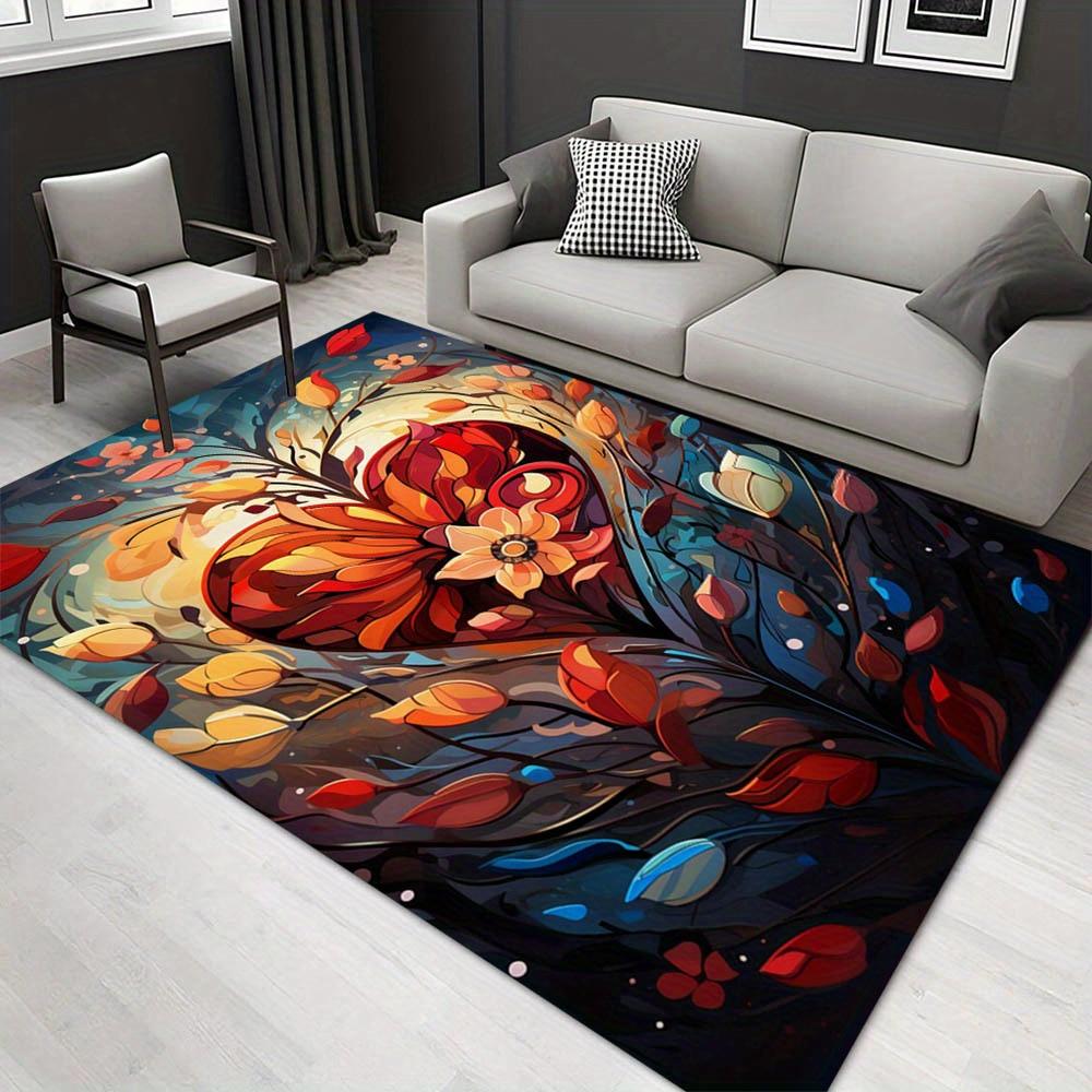 

1pc 1178208076Pattern Carpet, Area Rug For Living Room Bedroom Room Bed Chair Laundry Entryway Corridor Yard Non-slip Outdoor Camping Rug Fl 60cm by 90cm