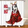 Süßer Sibirischer Husky Duschvorhang Weihnachtlicher Duschvorhang Set Husky Hund Welpe Badezimmervorhang Haustier Hunde Weihnachten Heimdekoration