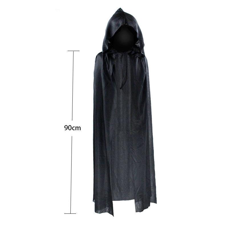 Terror öltés Halloween Party Cosplay Gyerek Felnőtt Halál Fekete Köpeny, Halloween Halál Koponya Csontváz Golyó Jelmez Kellék Készlet One Size black