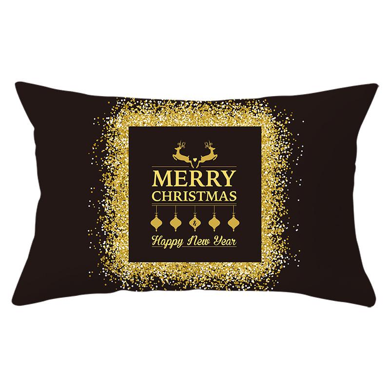 Nowa Świąteczna Poszewka na Poduszkę Lędźwiową z Mikrofibry Brzoskwiniowej Seria Czarna Poszewka z Nadrukiem Płatków Śniegu