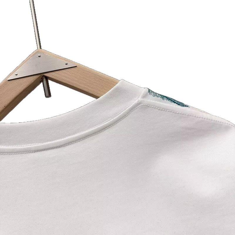 American Heavy Men'S T-Shirt Trendy Brand Heavy Industry Feather Embroidery Versatile Fashion Casual Short-Sleeved Top