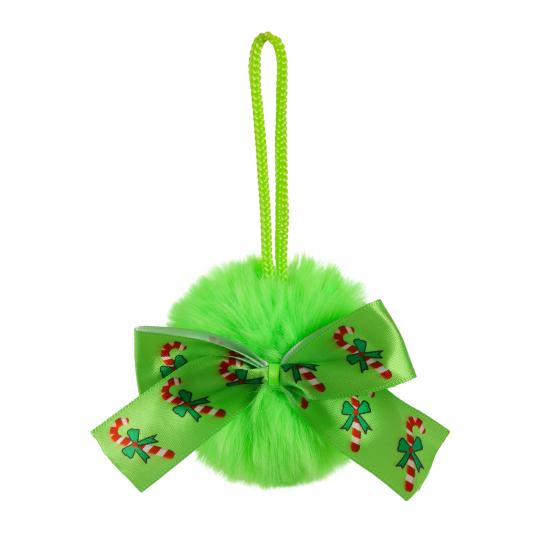 

4 Inch Green Furry Christmas Ball Ornaments Faux Fur Fluffy Hanging Xmas Ball 1pc D