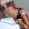 6D One-Word Shoulder Oil Greedy Horse Oil Full Body Stockings Tights Sexy One-Piece Mid-Tube Socks Splicing