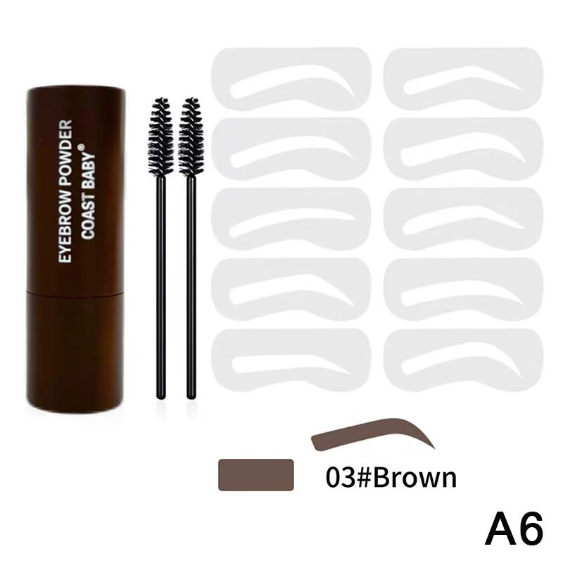 Eyebrow Stamp Kit Brow Powder Stamp Waterproof Makeup With 10 Reusable Eyebrow Stencils With 2 Brush Long Lasting For Gift