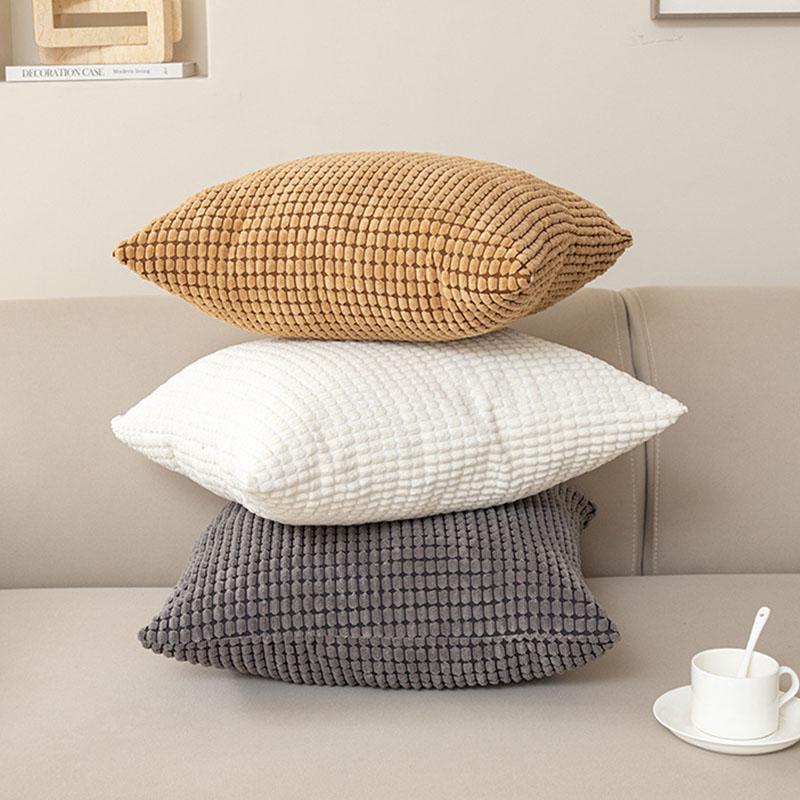 Corduroy Pillowcover Solid Color Thick Square Corn Grain Texture Cushion Covers Household Sofa Ornamental Throw Pillow Case 45*45Cm