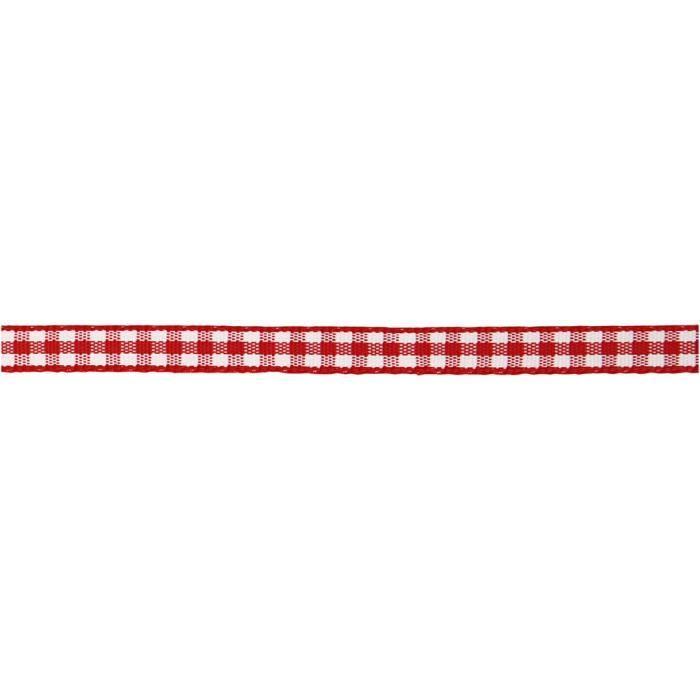 Double-sided Decorative Ribbon with White and Red Checkered Pattern. Ref 51385