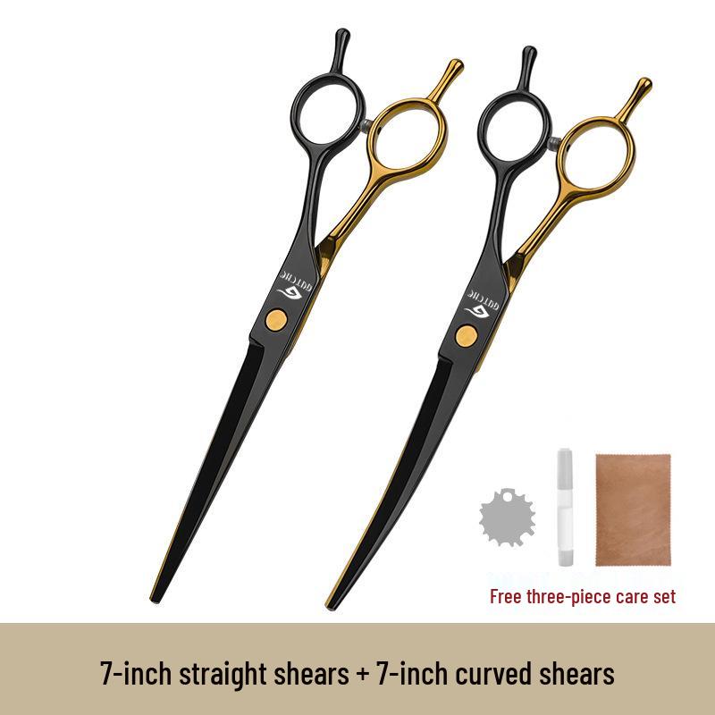 All-Steel Pet Grooming Scissors Set - Includes Curved Dog Hair Cutting Scissors