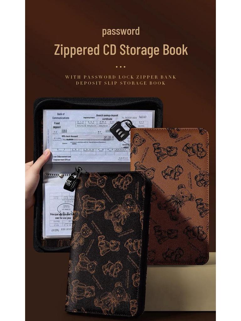 Large Capacity Savings Book & Receipt Holder with Combination Lock Zipper