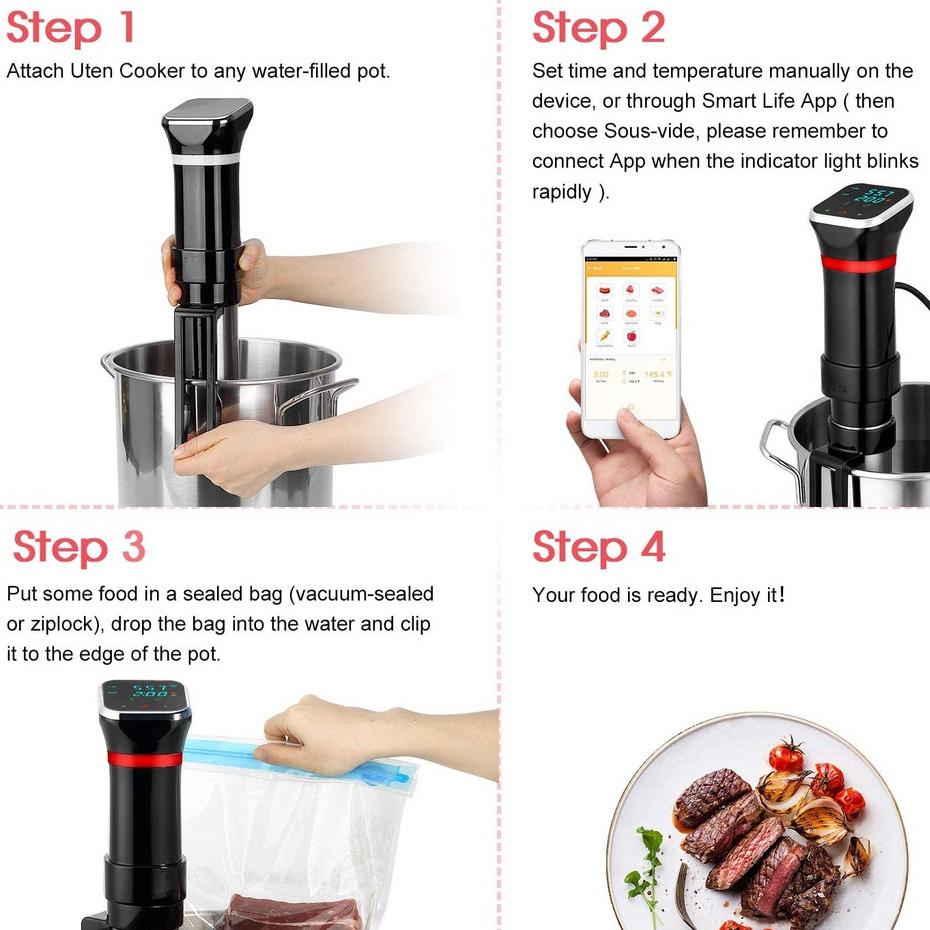 Nerezová Sous Vide vařič LCD Chytrý Mikro-term Vařicí stroj Ponorný cirkulátor Vodotěsný Pomalý vařič ve vakuu