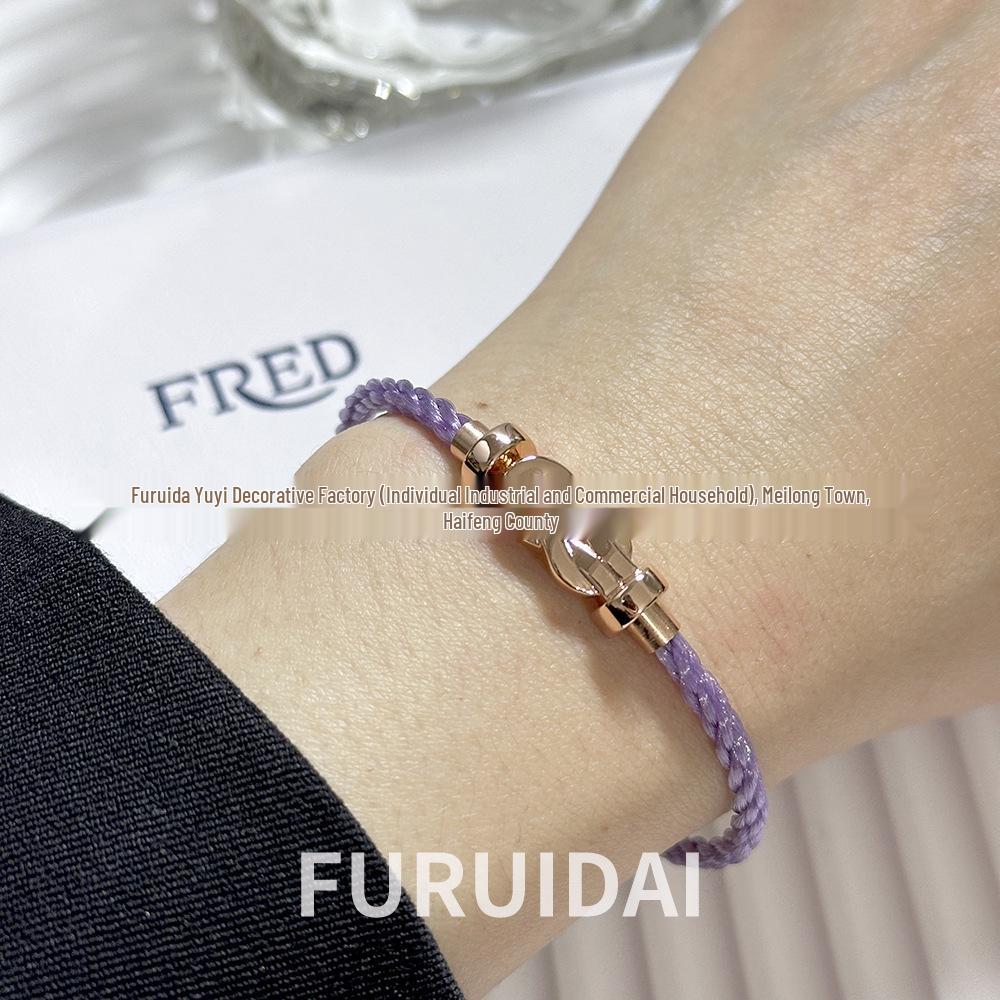 Fei Jia February Birthstone Purple Horseshoe Buckle Unisex DIY Bracelet