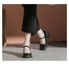 White Chunky Sole Mary Janes - Women's Spring/Autumn 2025 High-Heel Elevating Leather Shoes
