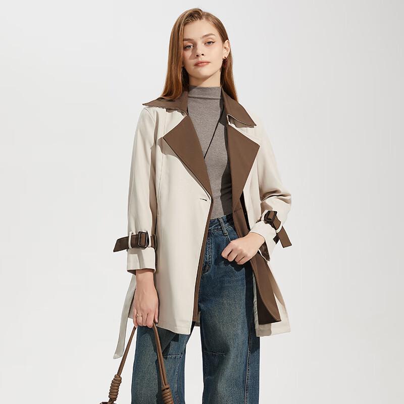 Shetu Women s Korean Style Loose Mid-length Trench Coat M