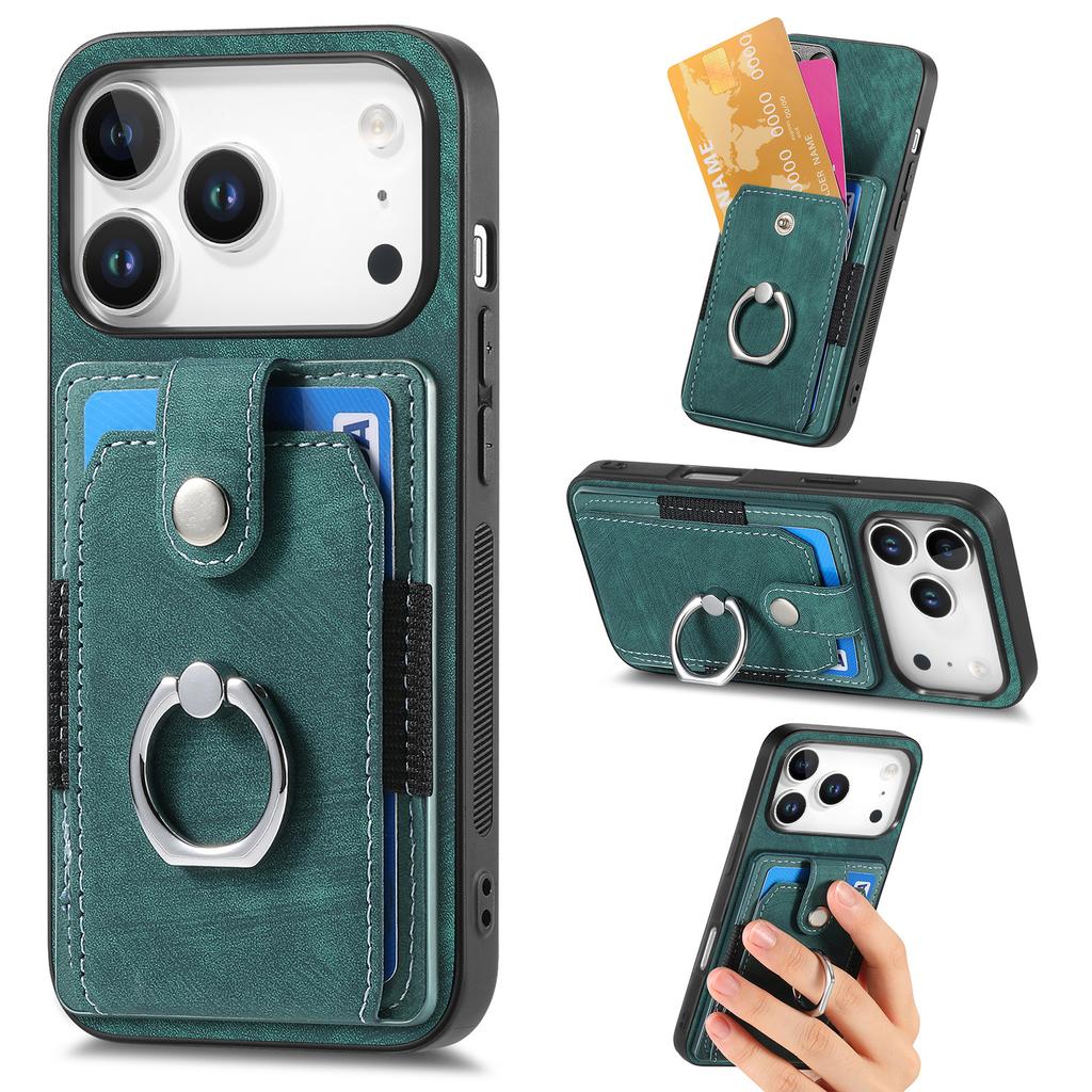 Magnetic Ring Holder Cards Solt Wallet Protective Leather Case for IPhone 17 Pro Max 16 Plus 15 14 13 12 11 Air 16E Phone Cover
