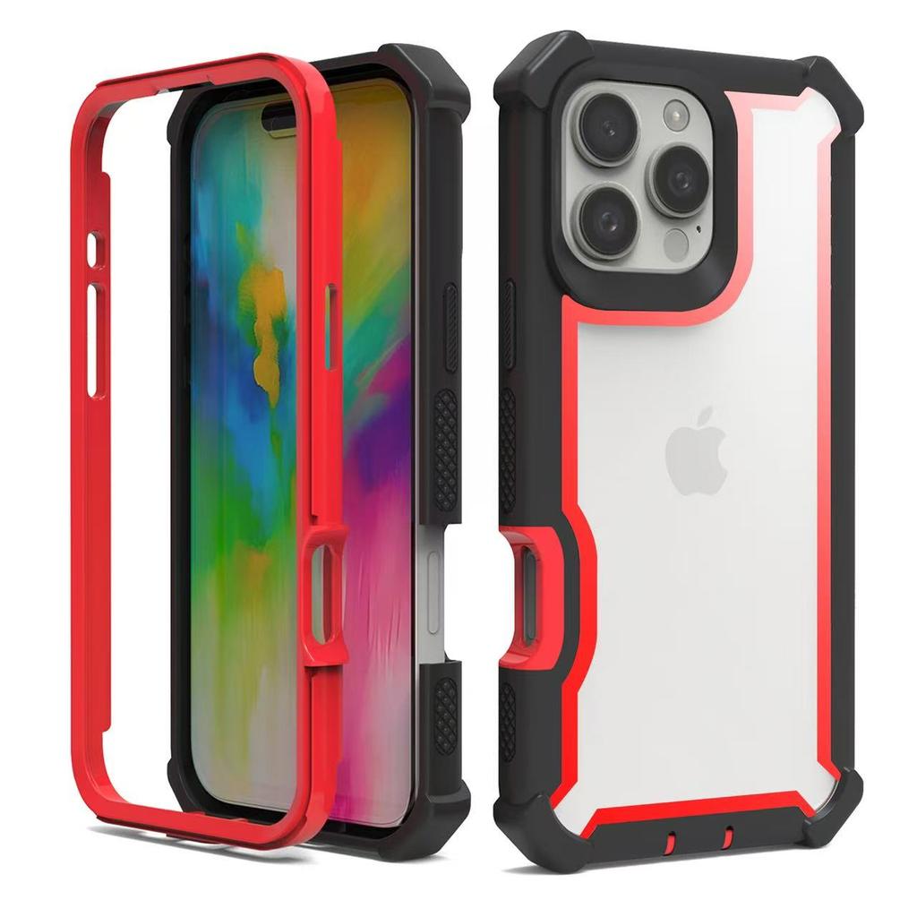 Luxury transparent 2-in-1 sturdy shock resistant protective case for iPhone 16 13 12 14 15 Pro Max Plus wireless charging case
